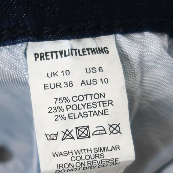 PrettyLittleThing Jeans Womens 6 Indigo Blue Flare Stretch Denim 70s Festival - Picture 6 of 12